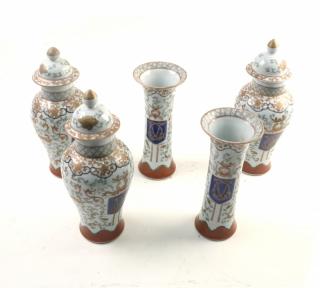 Appraisal: Chinese Porcelain Piece Garniture Chinese export style porcelain five piece