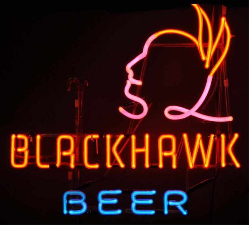 Appraisal: Blackhawk Beer Neon Sign Description s Val Blatz Brewing Company