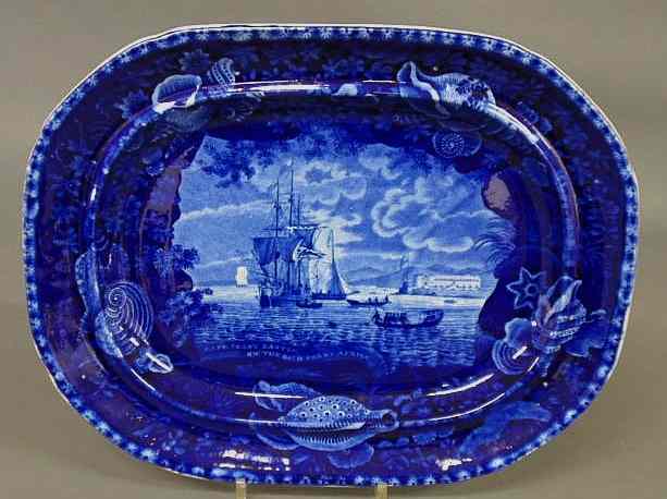 Appraisal: E Wood Sons Historical Blue Staffordshire platter Cape Coast Castle