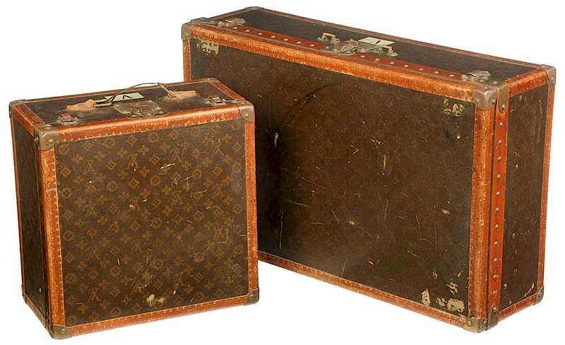 Appraisal: Two Similar Louis Vuitton Motoring Trunks French mid th century