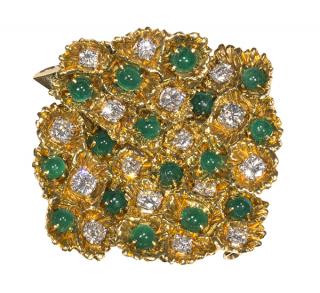 Appraisal: Tiffany Co emerald diamond k yellow gold and platinum clip