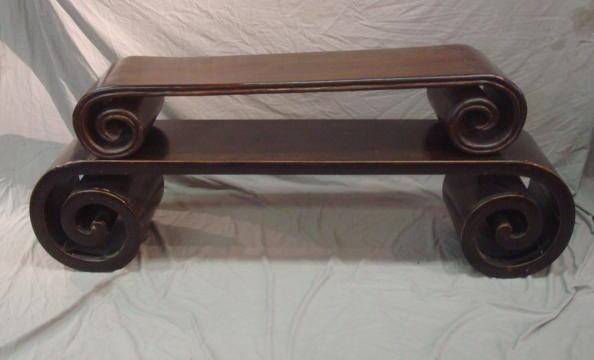 Appraisal: Two Antique Chinese Scroll Tables One large one low and