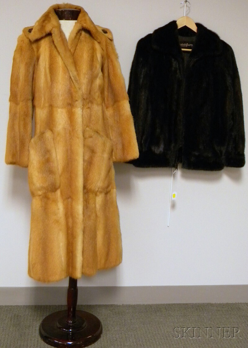 Appraisal: Two Diutshfurs Fur Coats Boston a light brown long coat