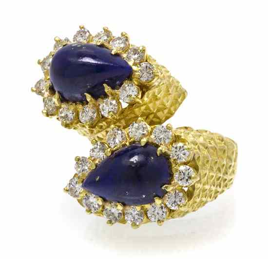 Appraisal: An Karat Yellow Gold Lapis Lazuli and Diamond Ring in