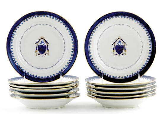 Appraisal: Set Samson porcelain armorial plates late th century cobalt and