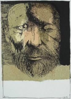 Appraisal: Leonard Baskin lithograph Leonard Baskin American - - ''Self-Portrait''- lithograph