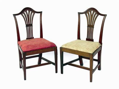 Appraisal: A set of four George III mahogany side chairs the