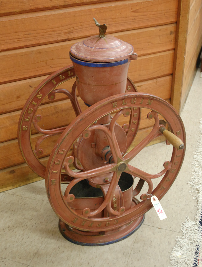 Appraisal: VINTAGE CAST IRON COFFEE MILL an Elgin National Coffee Mill