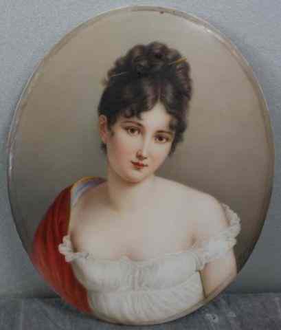 Appraisal: K P M Porcelain Plaque of a Beauty Signed Wagnerlower