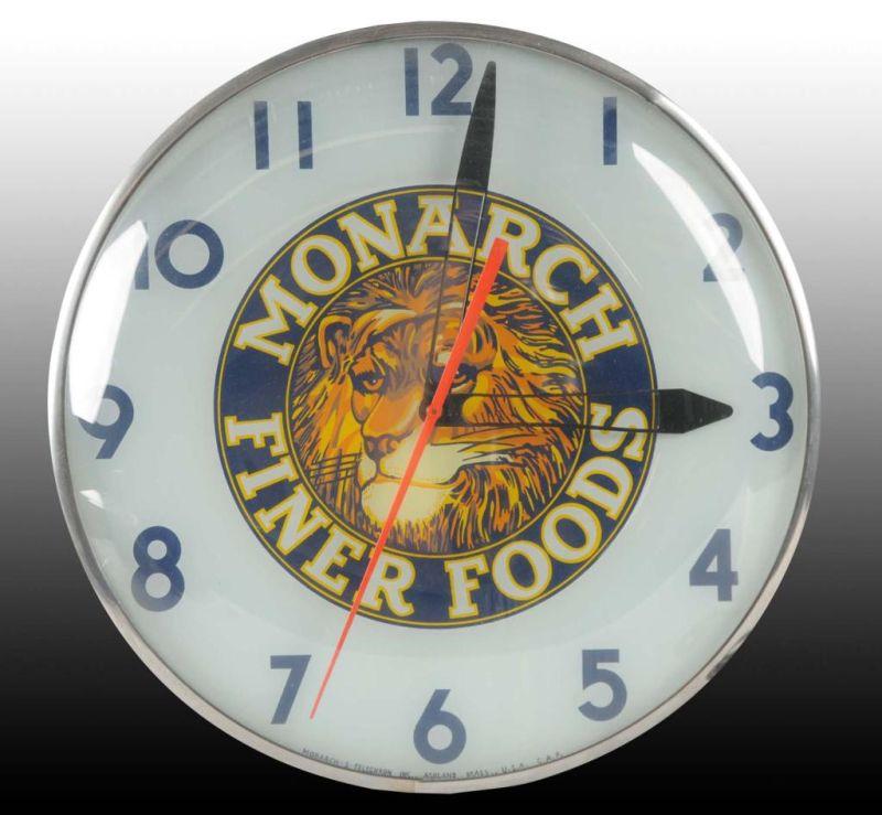 Appraisal: Telechron Light-Up Clock for Monarch Foods Description Electric Great graphics