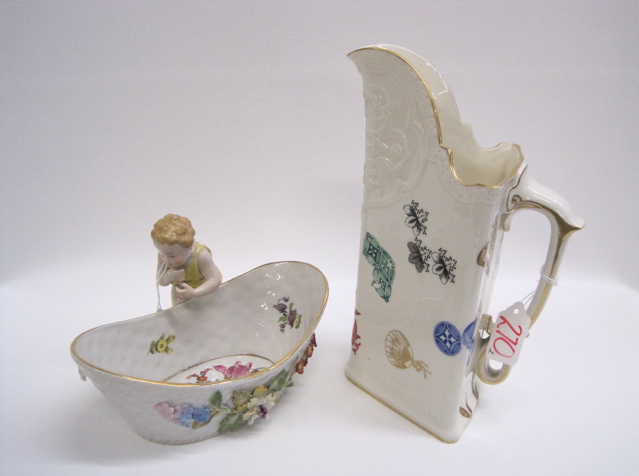 Appraisal: CONTINENTAL PORCELAIN PITCHER AND A FIGURAL BOWL pieces English pitcher