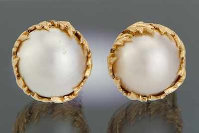 Appraisal: A Pair of Mabe Pear Ear Clips k yellow gold