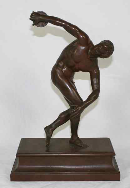 Appraisal: BRONZE DISCUS THROWER AFTER THE ANTIQUE ''h x ''w no