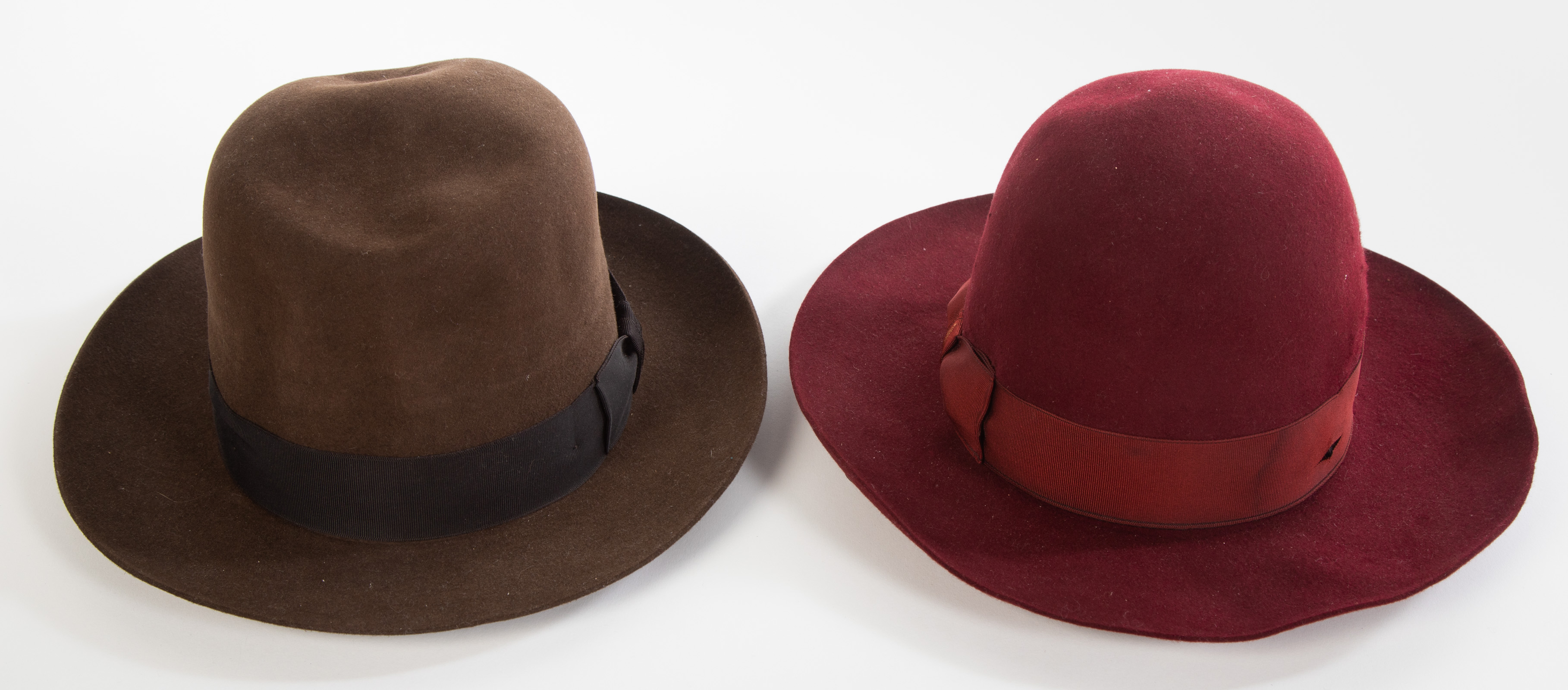 Appraisal: TWO WINTER WOOL HATS One red Borsalino hat and one