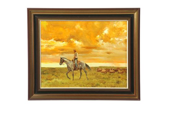 Appraisal: LONE RIDER BY DONALD TEAGUE CALIFORNIA - Oil on board