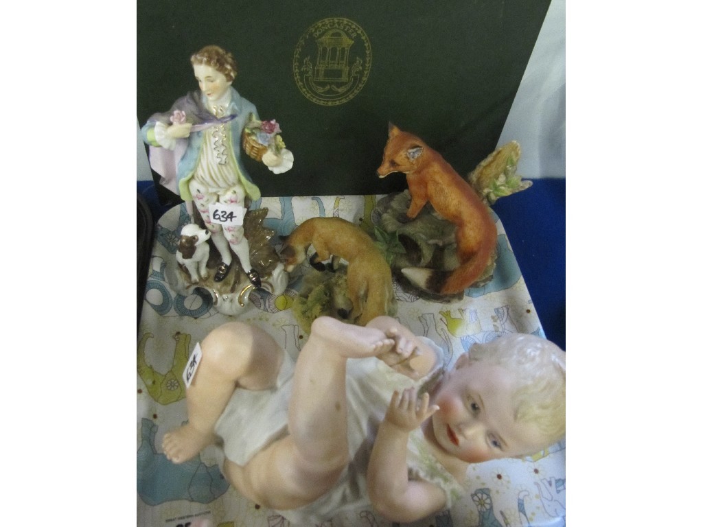 Appraisal: Bisque piano baby two figures of foxes etc