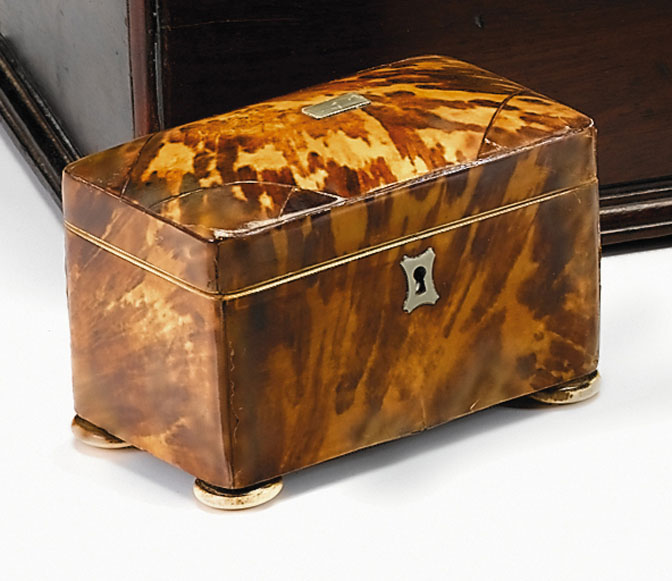 Appraisal: Victorian small tortoiseshell and ivory tea caddy mid th century