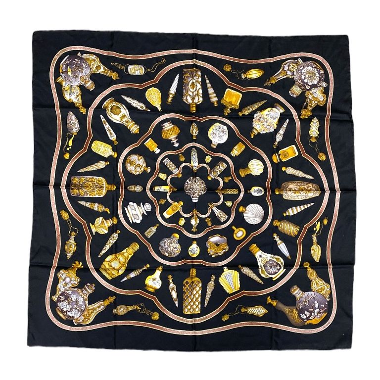 Appraisal: Hermes Silk Scarf Hermes Silk Scarf Measures inches high x