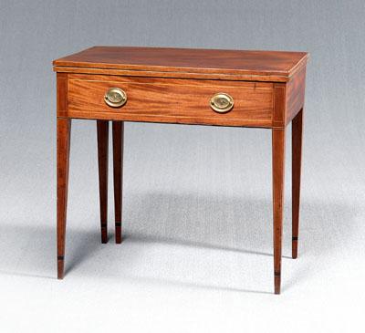 Appraisal: Federal inlaid mahogany games table cherry and pine secondary fold-over