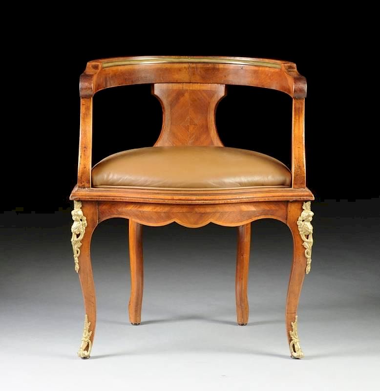 Appraisal: A LOUIS REVIVAL GILT BRONZE MOUNTED MAHOGANY AND TULIPWOOD PARQUETRY