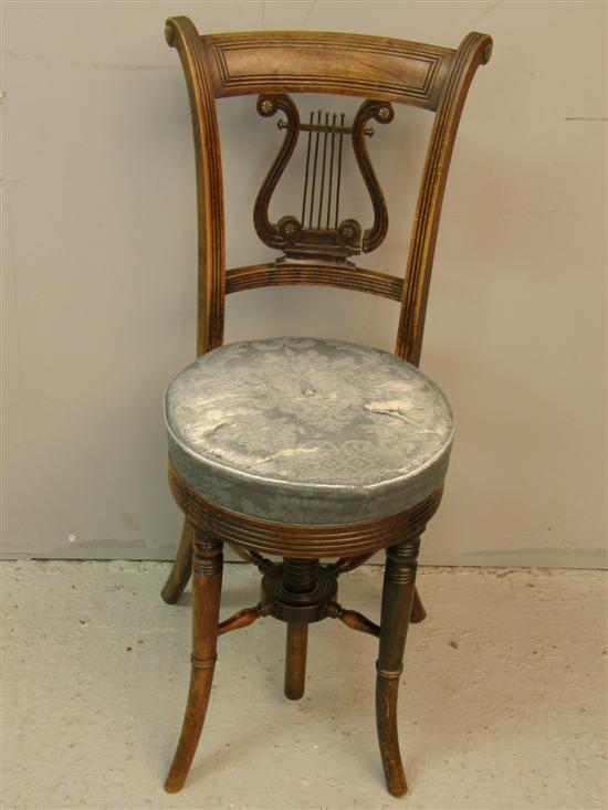 Appraisal: Late Regency rosewood adjustable music chair Note this chair is