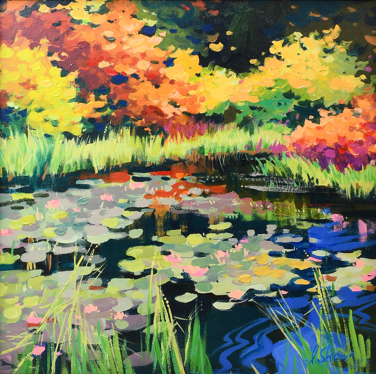 Appraisal: SHERI Irene Ukrainian b Scene on the Pond Oil Canvas