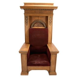 Appraisal: Arts Crafts Mathew's Furniture Shop Masonic Chair Massive Arts Crafts