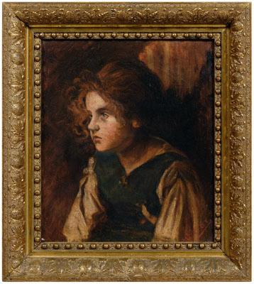 Appraisal: th century European portrait young girl with red hair signed