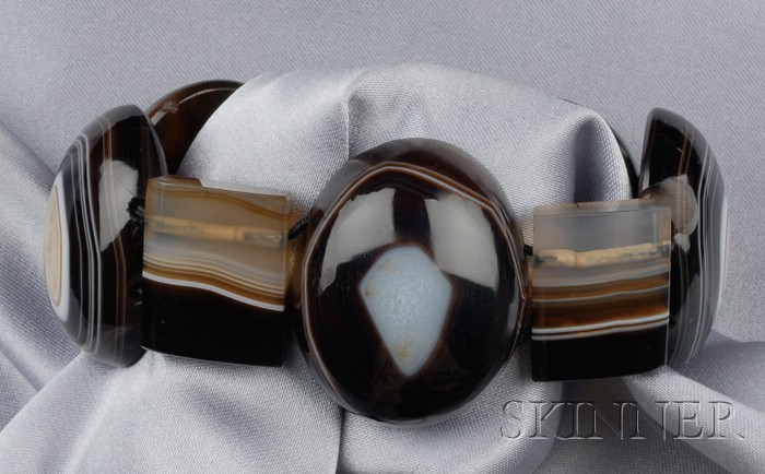 Appraisal: Banded Agate Bracelet composed of large cabochons and tablets on