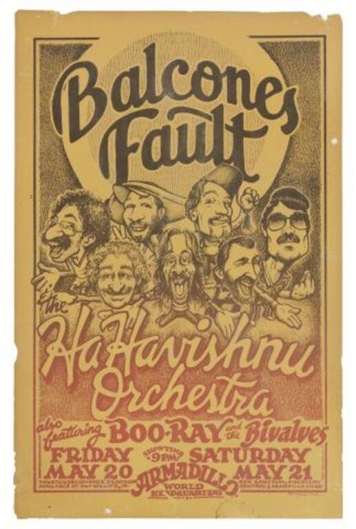 Appraisal: Armadillo World Headquarters Balcones Fault concert poster with Ha Havishnu