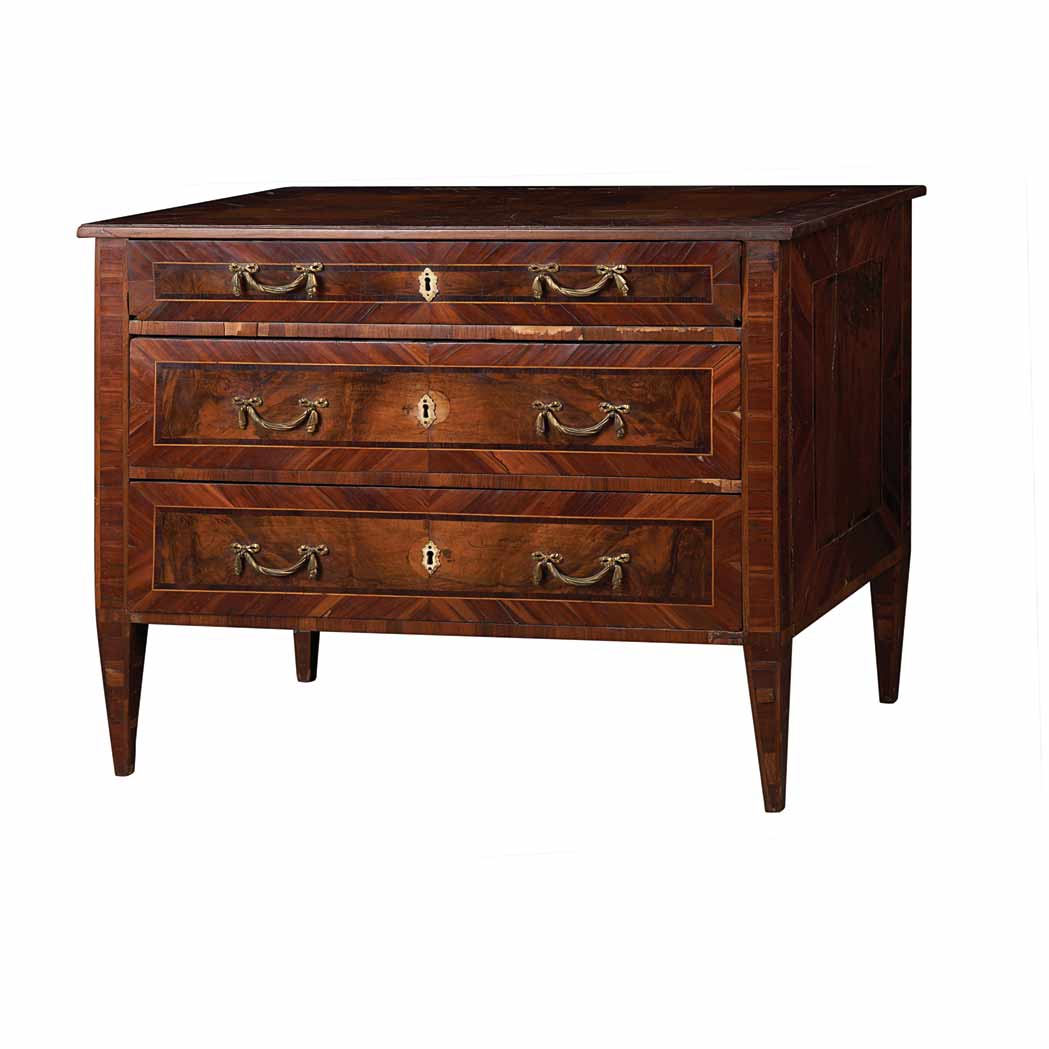 Appraisal: Northern Italian Neoclassical Walnut and Olivewood Commode Circa The rectangular