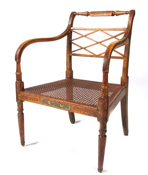 Appraisal: A Neoclassical style armchair height in width in depth in