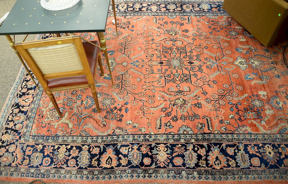 Appraisal: Sarouk Oriental carpet ends frayed ' x ' Sarouk Oriental