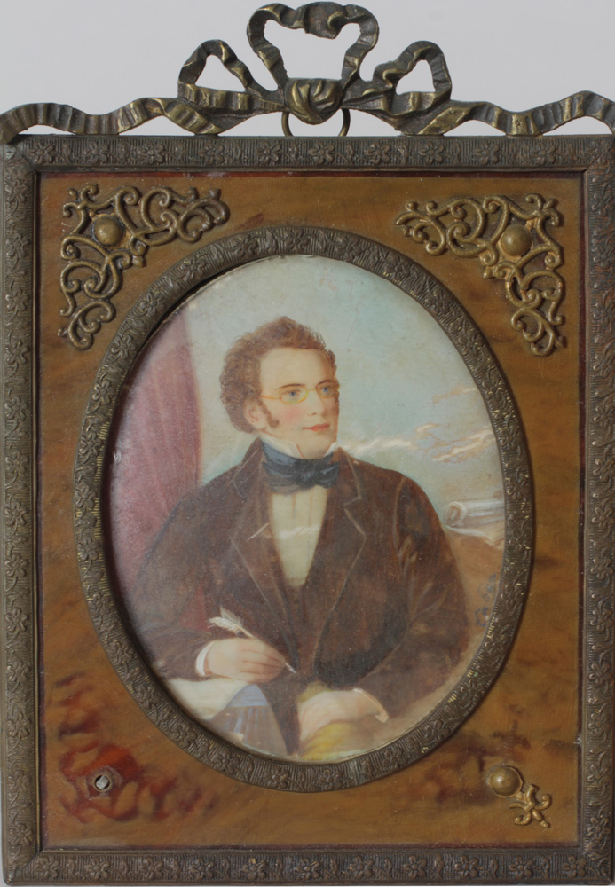 Appraisal: Portrait Miniature of Franz Schubert In a gilt-metal frame x