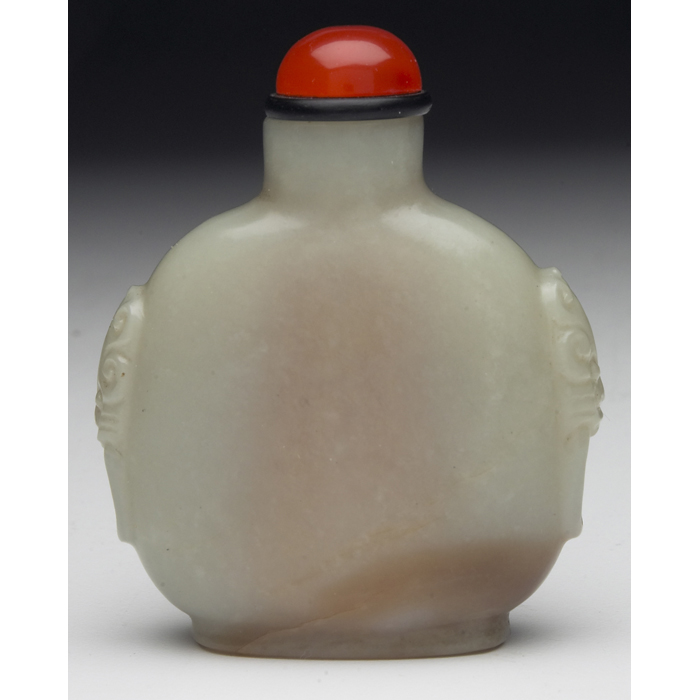 Appraisal: th century snuff bottle flattened shape in cream and tan