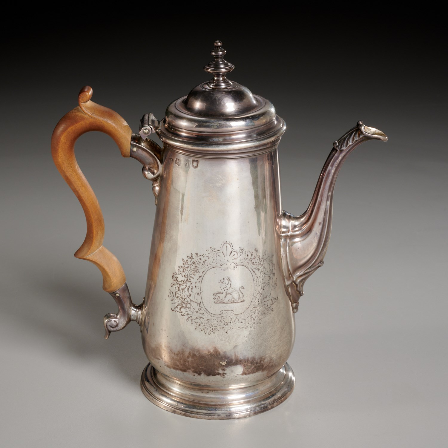 Appraisal: GEORGE II STERLING SILVER LIGHTHOUSE COFFEE POT Letter dated London