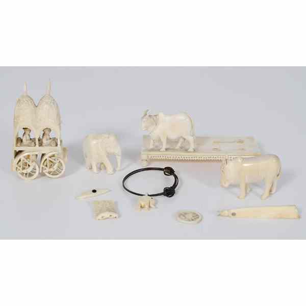 Appraisal: African Bone and Ivory Carvings African an eight piece group