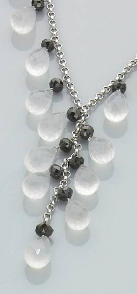 Appraisal: Moonstone and Black Diamond Necklace Sure to create a feminine