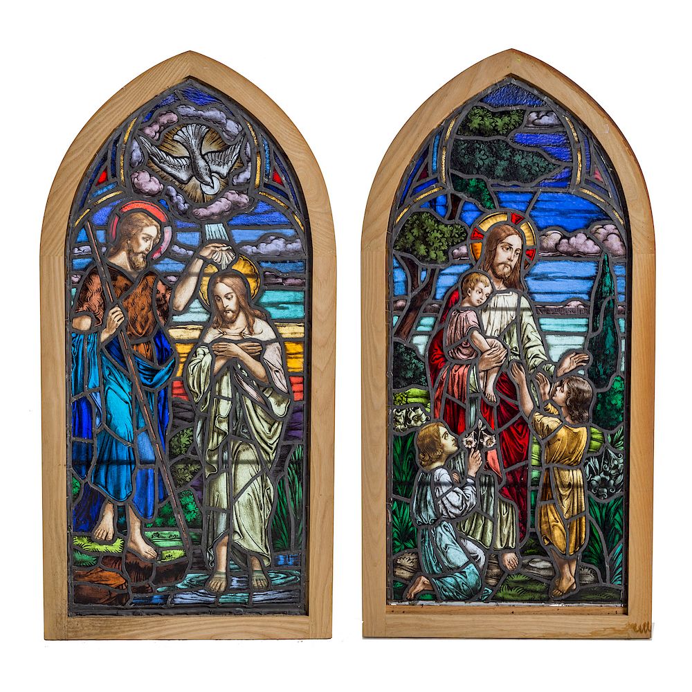 Appraisal: Two religious stained glass windows late th early th century