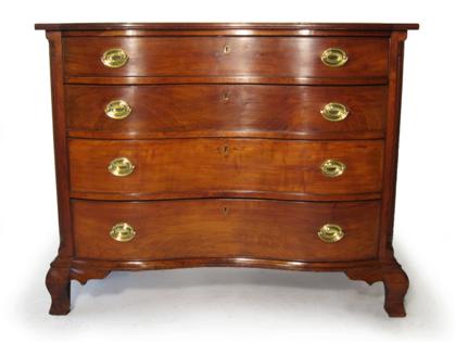 Appraisal: Chippendale cherrywood oxbow chest of drawersconnecticut late th century