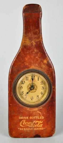 Appraisal: Leather Coca-Cola Bottle Desk Clock Circa Good strong remaining gold