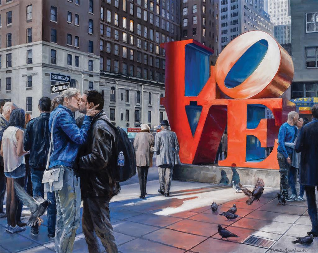 Appraisal: BRUCE BRAITHWAITE American b Sixth Avenue Love oil on canvas