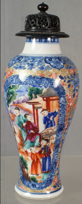 Appraisal: Chinese Export porcelain Mandarin vase h with a later pierced