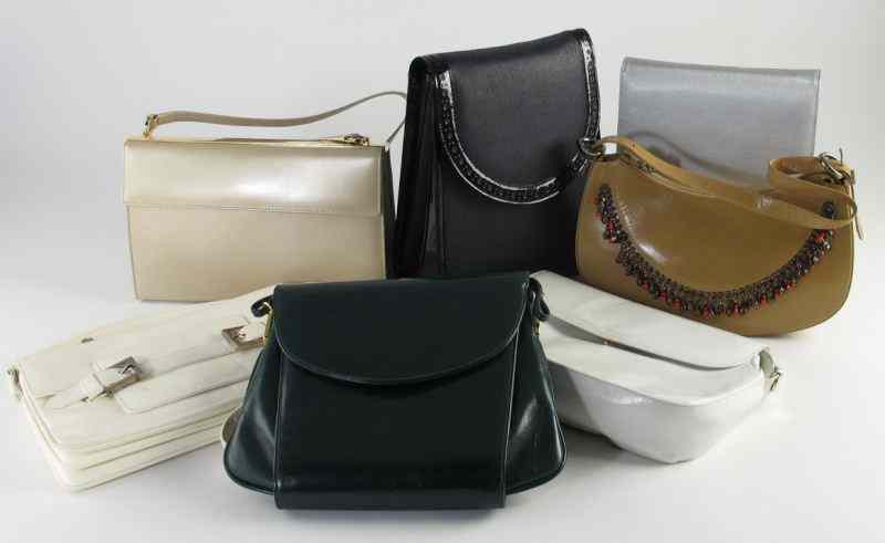 Appraisal: Group of Seven Designer Pursesto include a black patent leather