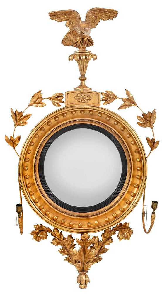 Appraisal: Fine Classical Eagle Figural Gilt Girandole Mirror probably British early