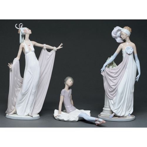 Appraisal: Three Lladro figures of young women cm h and smaller