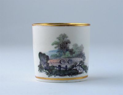 Appraisal: A Pinxton coffee can painted with a scene of a