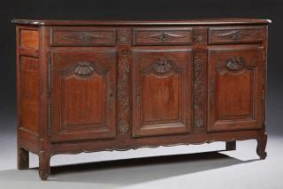 Appraisal: French Louis XV Style Carved Oak Sideboard th c French