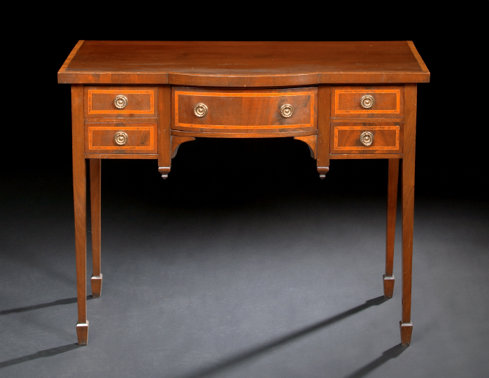 Appraisal: Edwardian Banded and Line-Strung Mahogany Dressing Table early th century