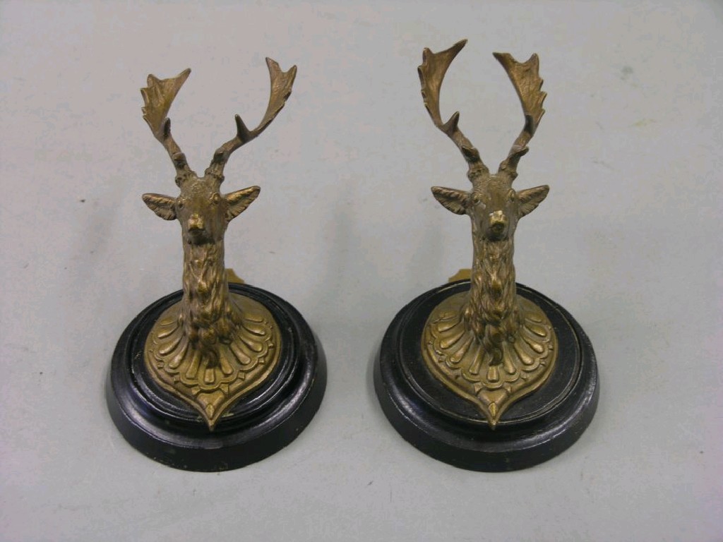 Appraisal: A pair of Victorian gilded spelter stags heads each mounted